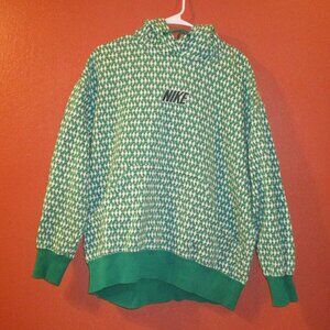 Nike Vintage 1990s White Tag Men Medium Green White Black Pullover Hoodie